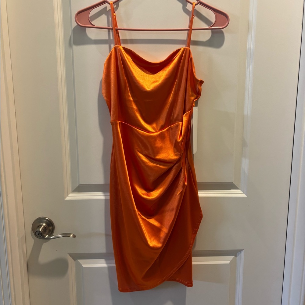 Honey and Rosie Vibrant Orange Asymmetrical Dress